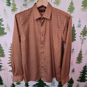 Men's Moderno Golden Brown Patterned Shirt